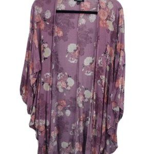 Torrid Purple Floral Kimono Cardigan